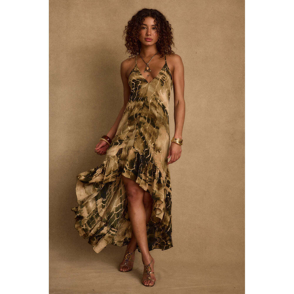 12th Tribe Amira Olive Animal Midi Dress Size XSXS